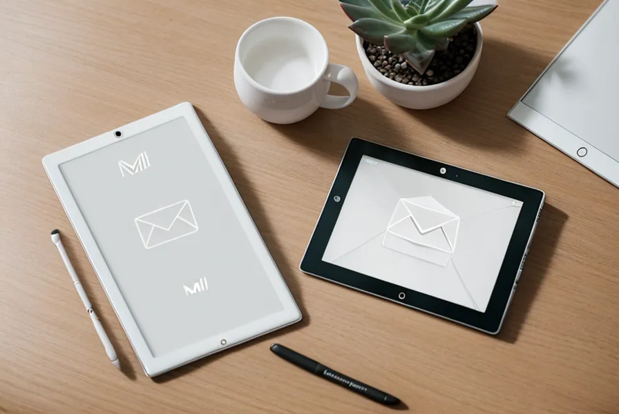 Minimalist email signature mockup on a tablet screen.