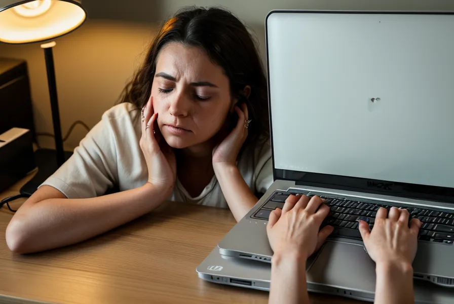 Nahaufnahme eines Laptops mit Rechtstexten und einer kalten Pizza auf dem Schreibtisch.